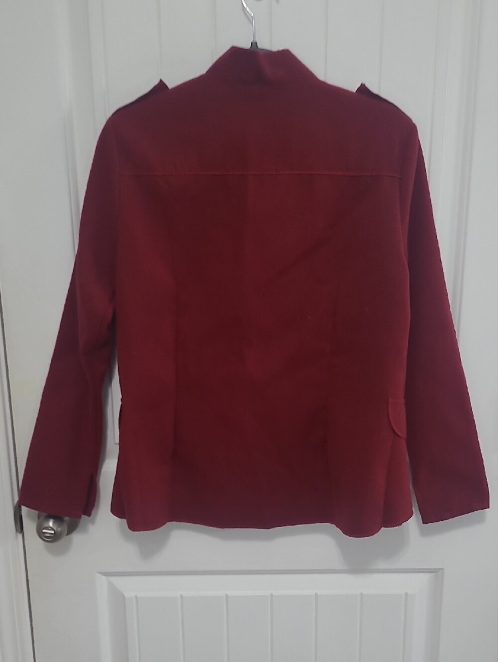 Women's Burgundy Military-Style Button Blazer - Picture 4 of 4